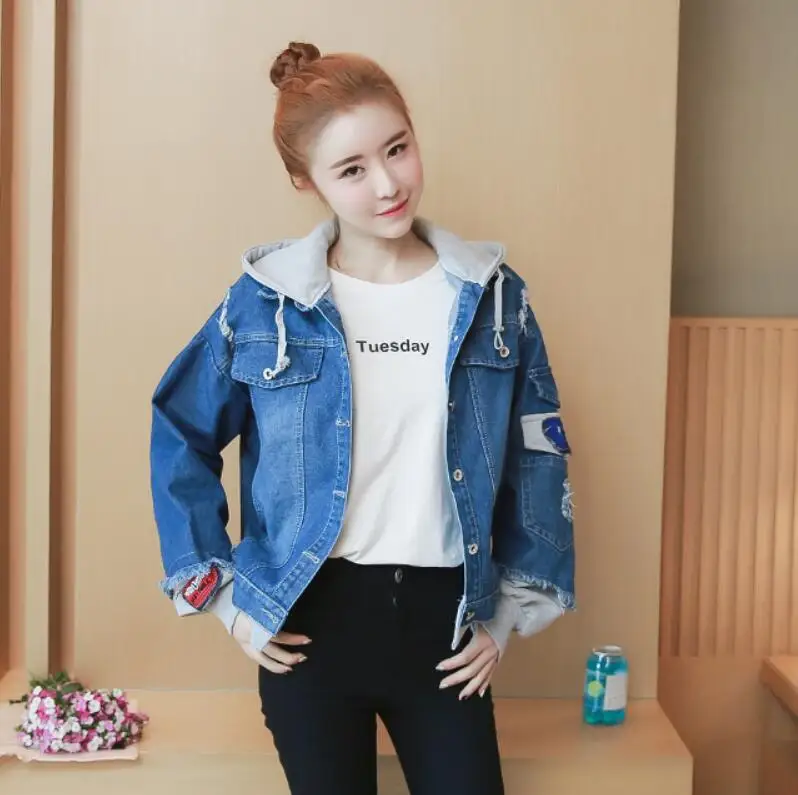 Женщин поддельные из двух частей джинсовая куртка топ 2019 осень повседневное Harajuku