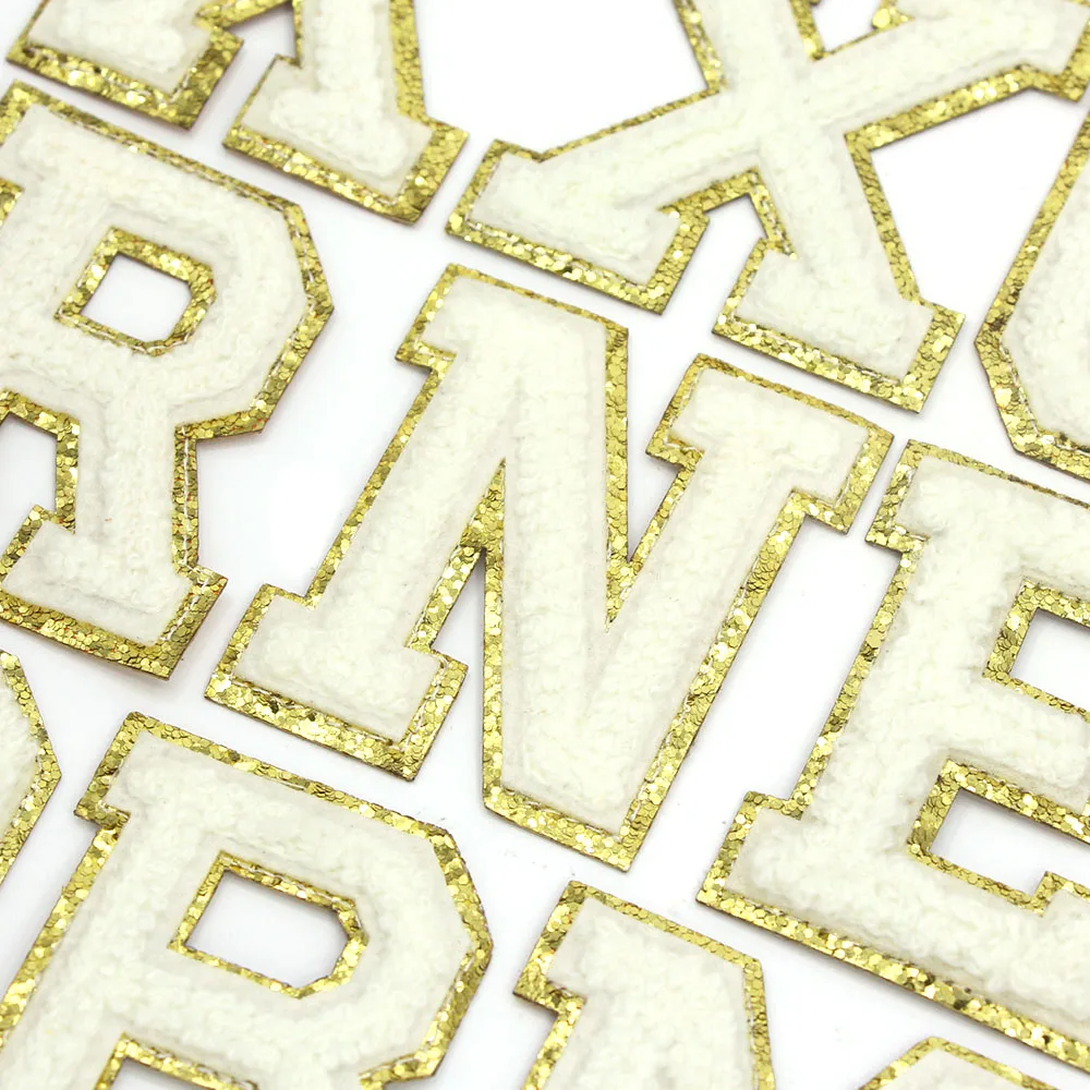 1 шт. белая синель буква нашивка вышивка Английский алфавит ABC утюгом нашивки для