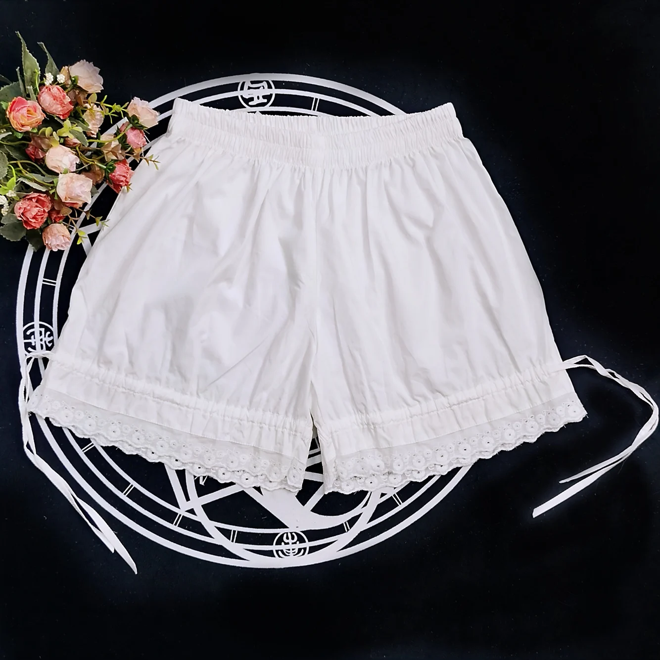 

Белые хлопковые Лолиты кружевные лоскутные бандажные короткие брюки JK шорты для униформы Lolita Студенческие Брюки