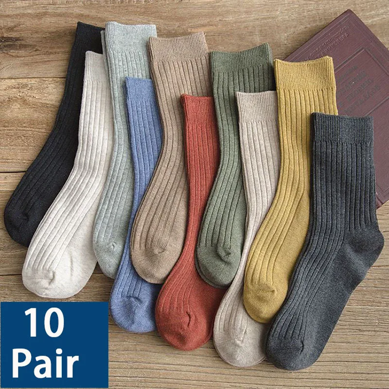 

10 pairs Women Casual Socks Long Socks Comfortable Solid Color Socks Cotton Socks New Harajuku style Trend Cotton Socks
