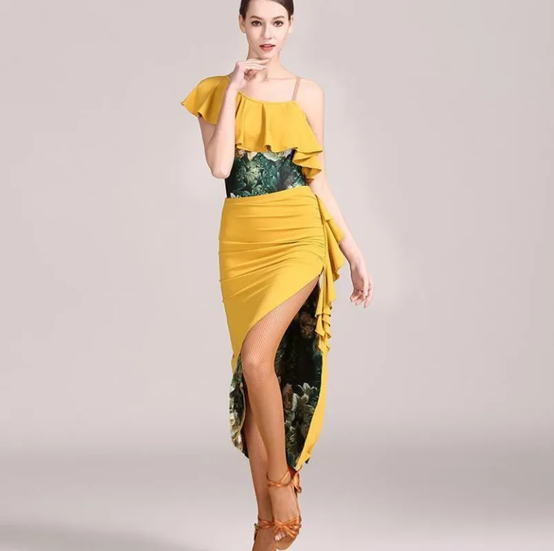 Новый латинский Сальса ча Бальный Танец Румба платье топ и юбка #1848 + 49 для