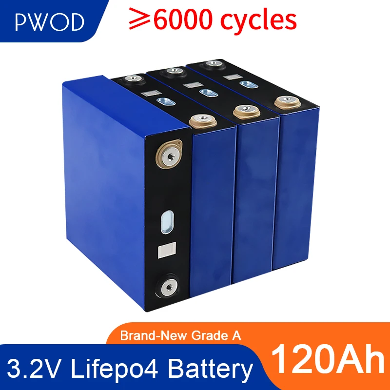 

PWOD 4PCS BRAND NEW 3.2V 120Ah lifepo4 battery LFP lithium solar 4S 12v120ah cells for pack EV RV Golf EU US TAX FREE