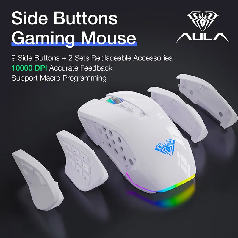 aula h510 performance wired gaming mouse 10000 dpi rgb adjustable 9 programmable buttons silent ergonomics game mouse pc laptop free global shipping