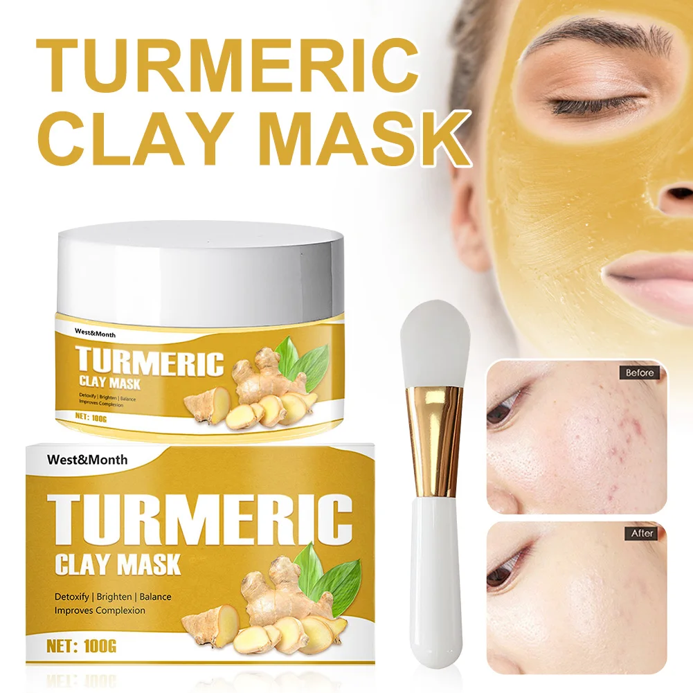 

Turmeric Clay Mask Deep Pore Cleaning Mud Mask Shrink Pores Improve Acne Wrinkles Skin Moisturizing Mask Skin Care Dropshipping
