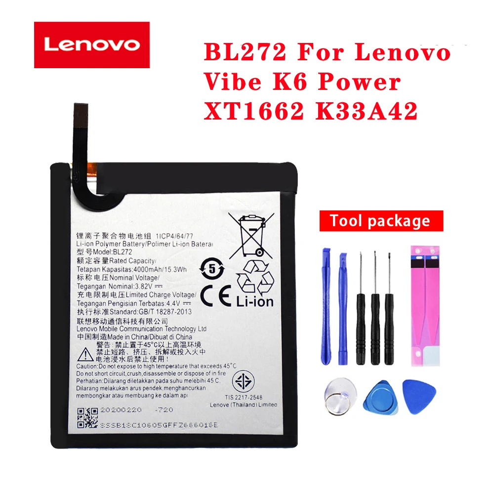 Оригинальный аккумулятор BL272 20 шт./лот для Lenovo Vibe K6 Power XT1662 K33A42 телефона с