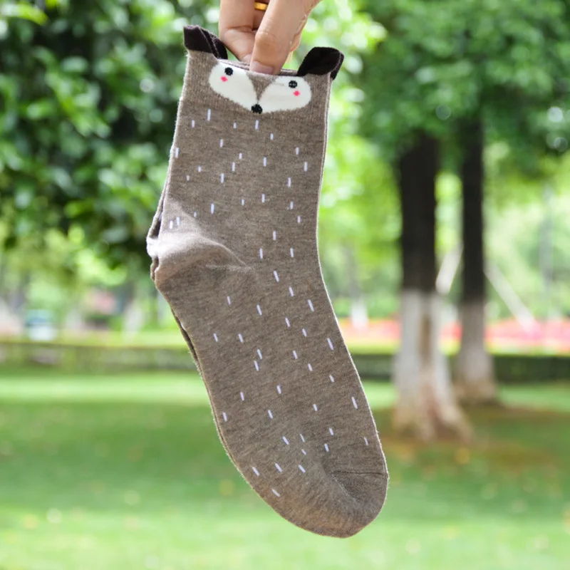 Женские носки милые маленькие животные женские хлопчатобумажные маленькая лиса