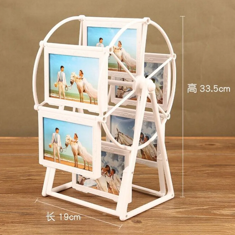 

Retro Ferris wheel photo frame pure white TV cabinet 5 inch creative children photo frame personality rotating photo frame