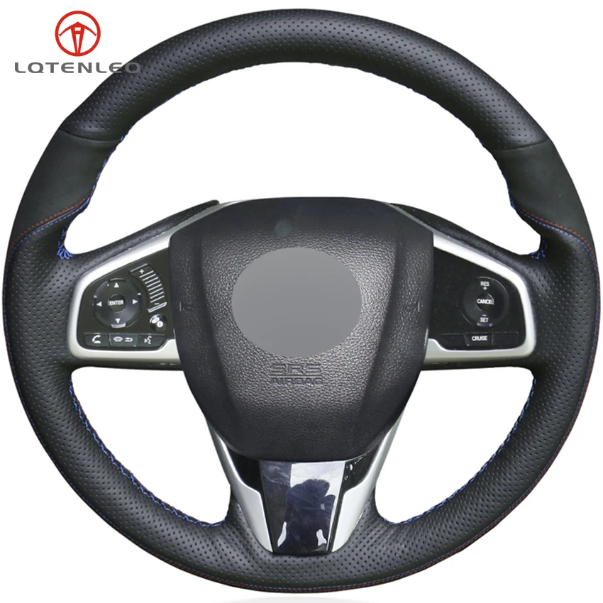 Черная замшевая накладка на руль LQTENLEO для Honda Civic 10 2016 2019 CRV CR V 2017 2019|Чехлы руль| |