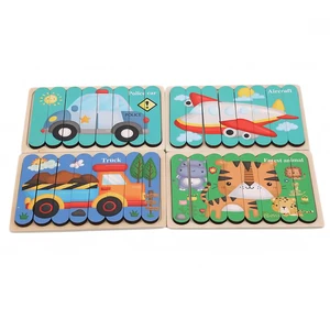 Baby Wooden Puzzles Creativity Strip Shape 3D Puzzle Telling Stories Stacking Jigsaw Kids Educationa