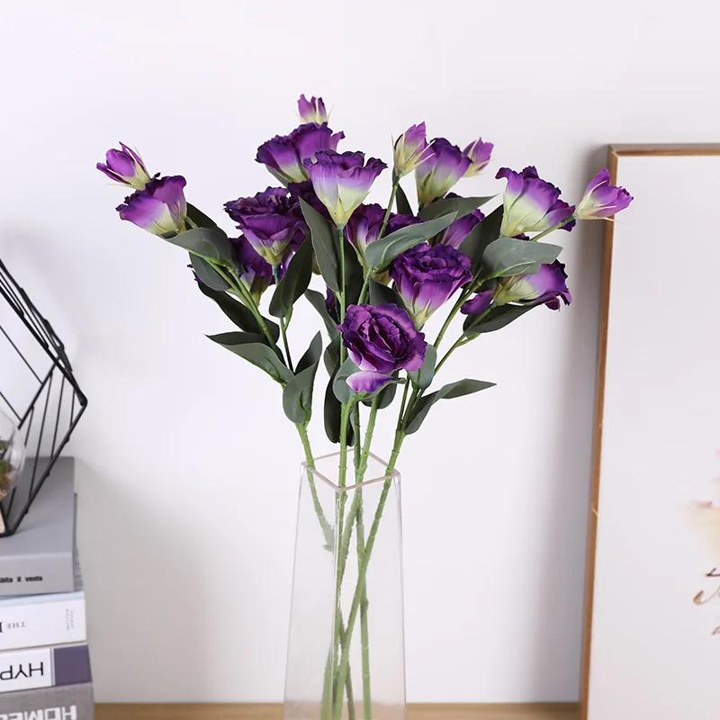 1 шт. Европейский искусственный цветок 4 головки поддельные Эустома Gradiflorus Lisianthus Рождество Свадьба Праздник декор дома 9 цветов