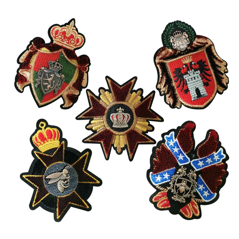 

embroidery metal patch embroideried bee lion horse crown patches applique clothes jacket badges for clothing SC-3107
