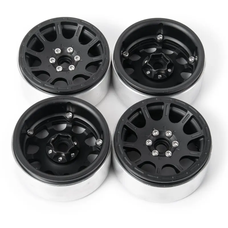 Black 4pcs Алюминиевый сплав Beadlock 2," обод колеса концентратор для 1/10 RC Гусеничный осевой SCX10 Wraith 90018#25 - Цвет: Black 4pcs