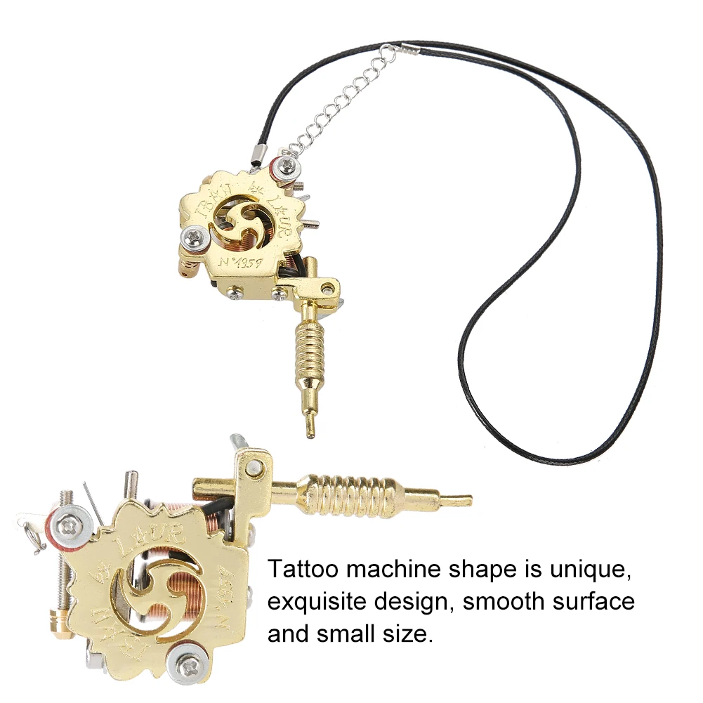

Alloy Mini Tattoo Machine Pendant with Real Coils Necklace Tattoo Supply Keychain Key Holder Pendant Ornament Gift with Rope