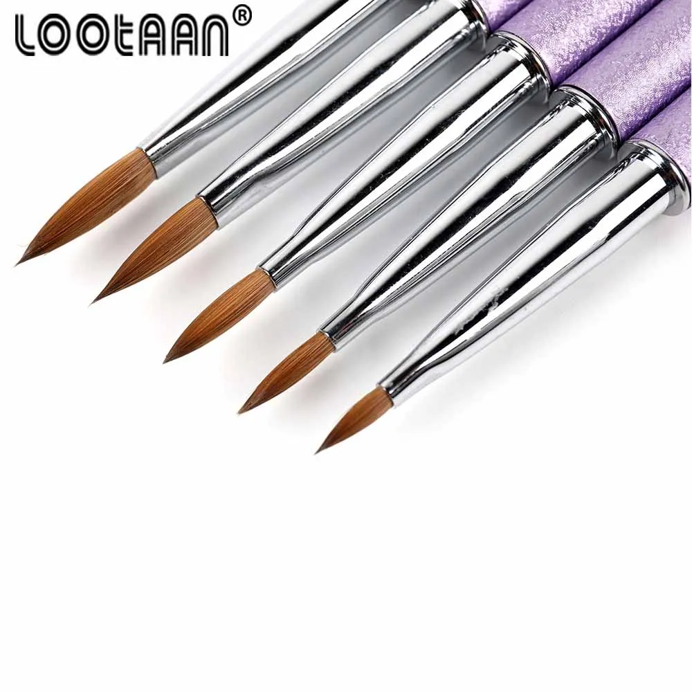 Lootaan1PC акриловая кисть для ногтей 10# овальная кусторезная кисть для дизайна ногтей колинская фиолетовая жемчужина для рисования ногтей