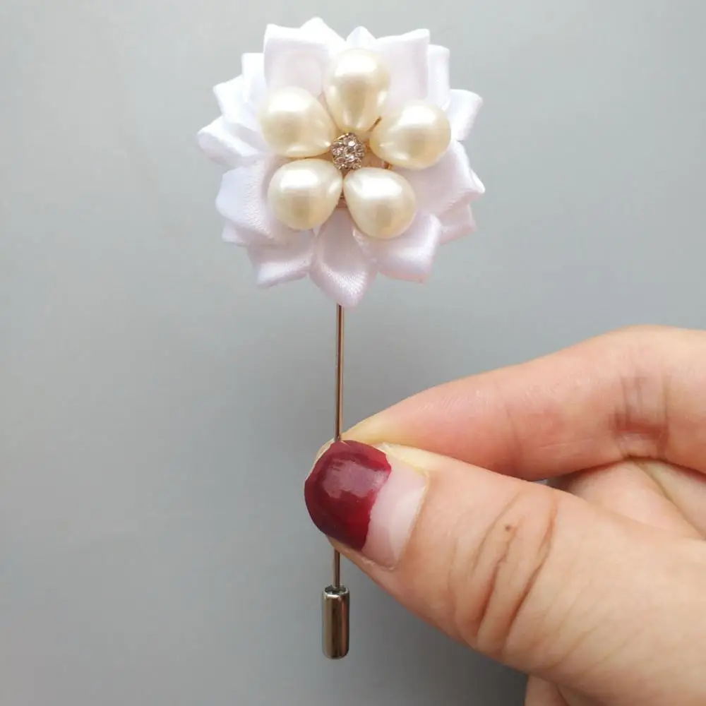 1 шт. искусственная лента брошь в виде цветка с жемчугом жениха бутоньерка платье