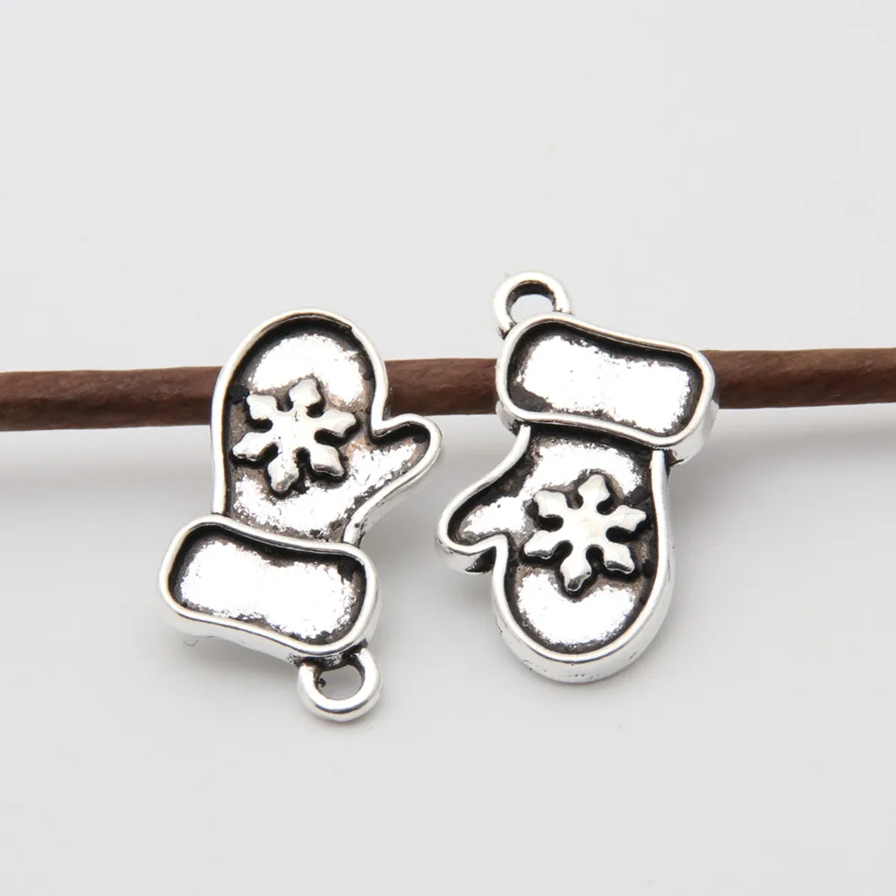 Милые зимние Подвески в виде снежных перчаток серебристого цвета 30 шт. подвески