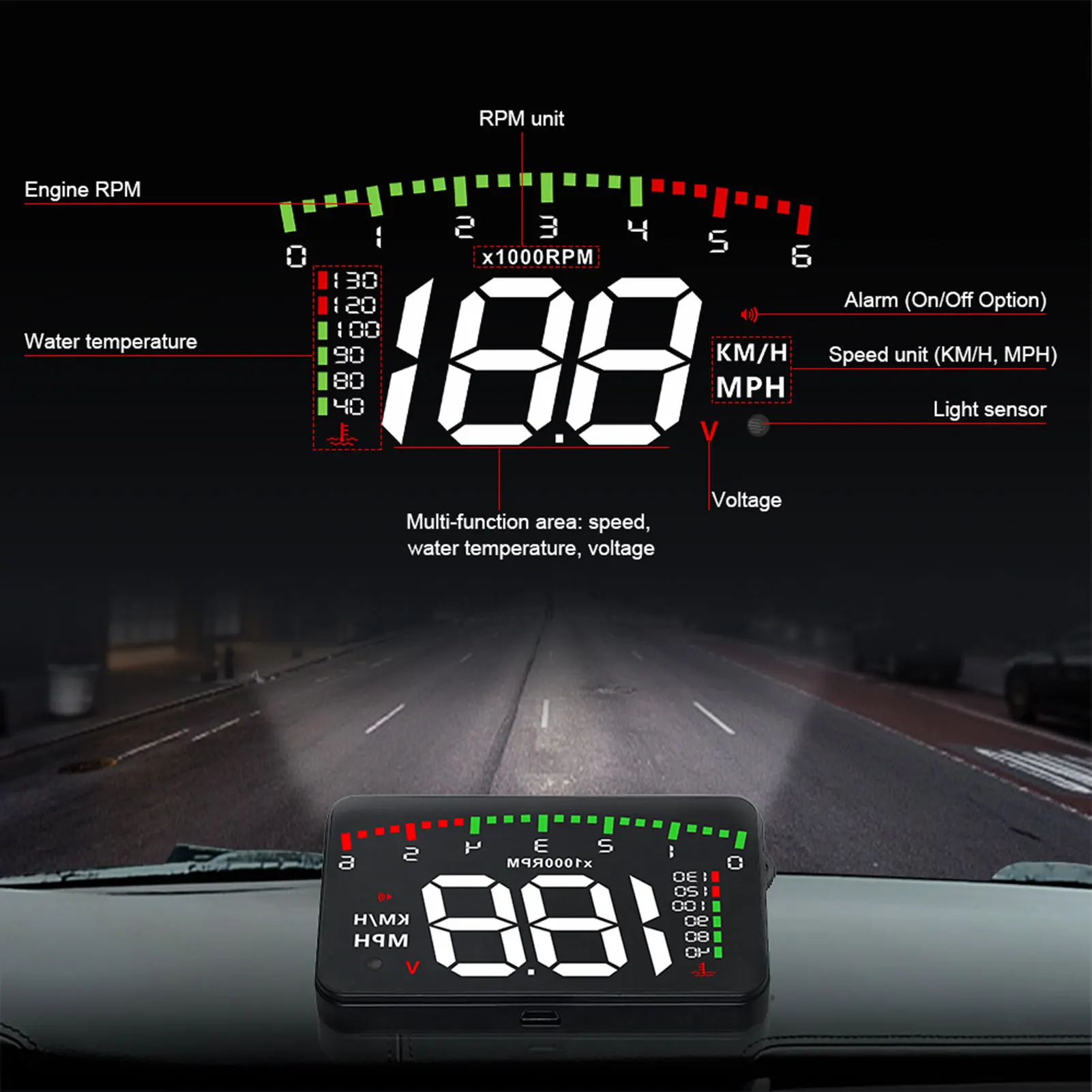 

A900 HUD head-up display obd car universal HD head-up display