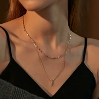 shiny zircon simple long strip pendant necklaces for women fashion elegant multi layer clavicle chain choker 2021 trend jewelry
