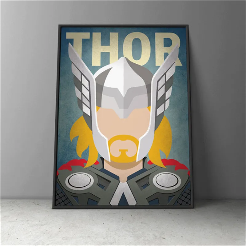 Винтажный постер супергероев Марвел Капитан Америка Железный человек Тор Халк