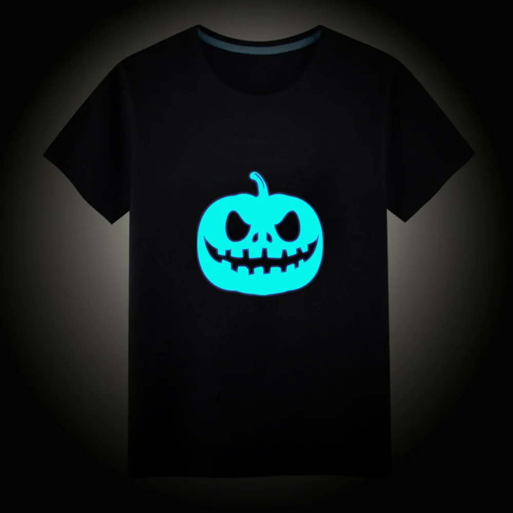 Новинка 2019 светящиеся Детские футболки на Хэллоуин с тыквой флуоресцентная