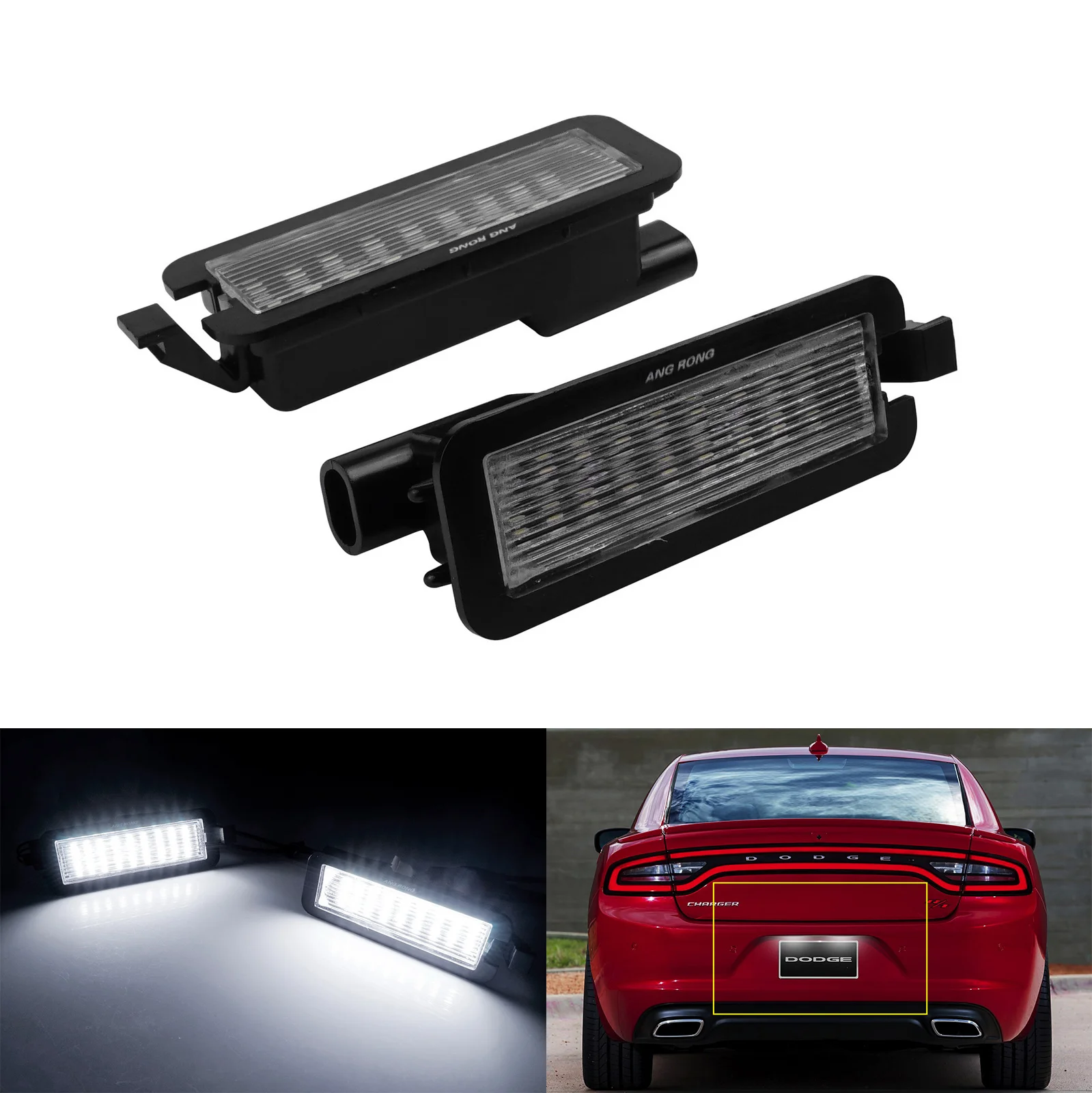 

2x для джип ОЗУ Chrysler Dodge 2015-2019 Светодиодная лампа для номерного знака белая