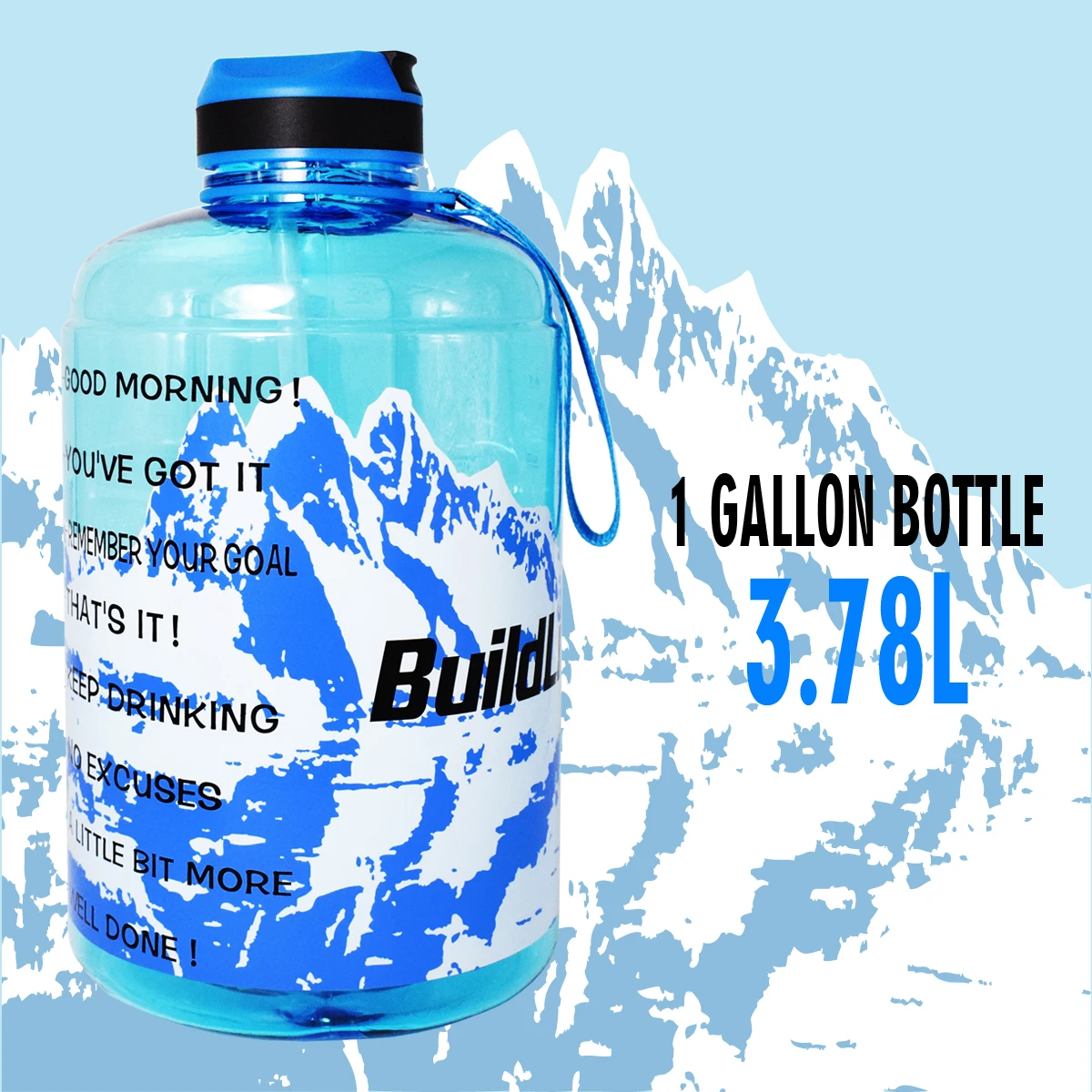 Ice Breg BuildLife 1 галлон бутылка для воды с соломенным маркером времени 3.78л 128 унций BPA бесплатно пластиковая большая емкость фитнес спорт воды кувшин - Цвет: Ice Breg