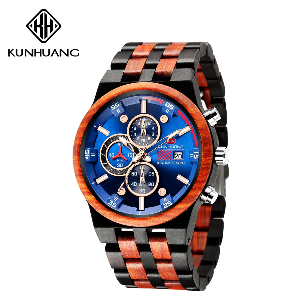 

Wooden Sport Fashion Men Watch Top Quality Luxury Quartz Watches Clock Wood Band Watch JD-RD1020M