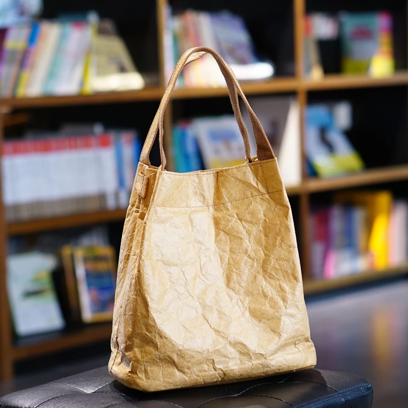 

Винтажная Сумка-тоут из крафт-бумаги, женская сумка через плечо, модная женская сумка-мессенджер из бумаги Dupont, бумажные сумки-тоуты, сумки
