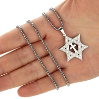 wangaiyao new stainless steel david cross jewish christian star pendant fashion personality men and women necklace holiday gift