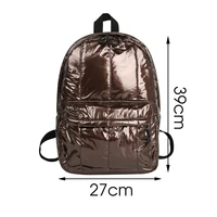 Fashion Casual Unisex Space Down Glossy Backpack Waterproof Soild Color Bag for Women Travel Laptop School Book Backpack Female