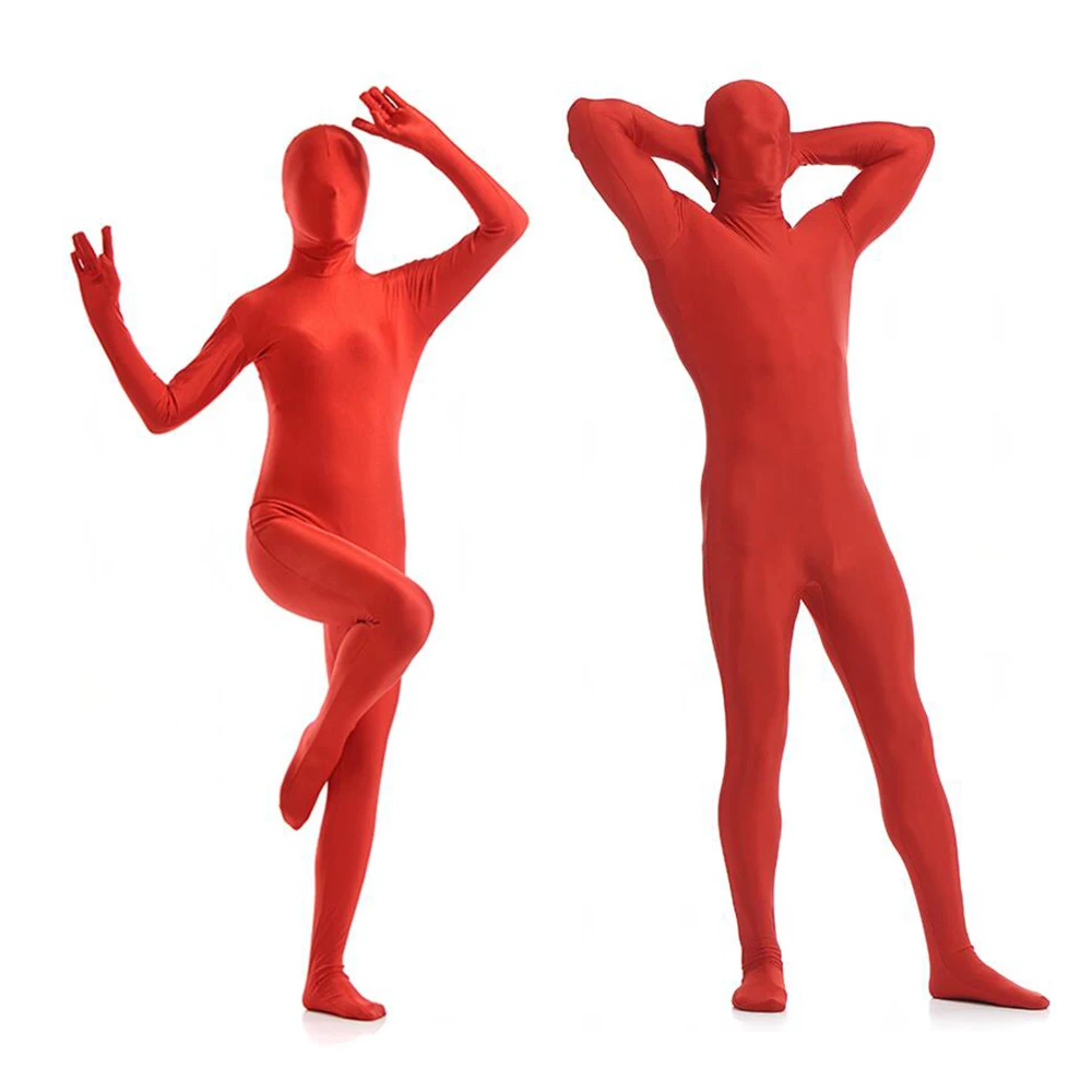 

Free shipping Zentai Full Body Skin Suit Catsuit Halloween Costumes customized for open eyes mouth can add crotch zipper