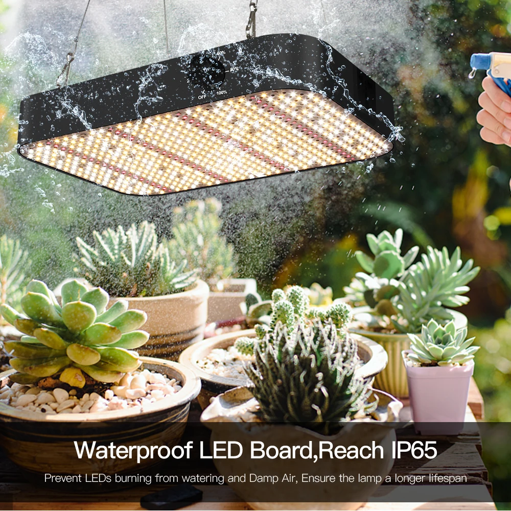 Dimmable Growth Light 200W Full Spectrum Waterproof Can Cover 4*4Ft LED Plant Light to Adapt to Different Growth Stages of Plant