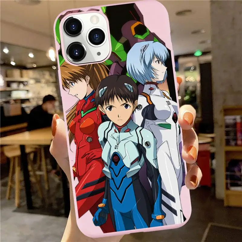 

Evangelion Phone Case Pink Candy Color for iPhone 6 7 8 11 12 s mini pro X XS XR MAX Plus