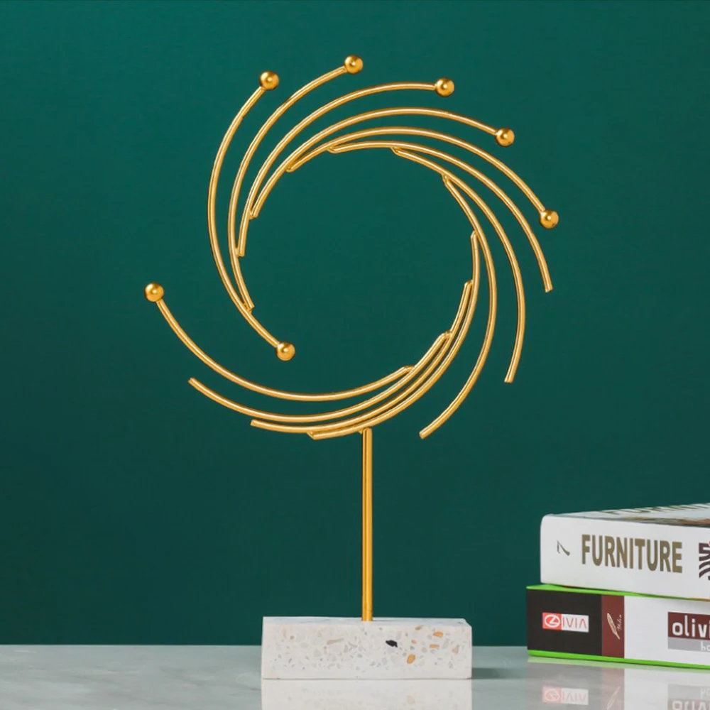

Nordic Iron Abstract Whirlwind Ornament Creative Light Luxury Metal Home Decor Porch Cabinet Desktop Golden Miniature Sculpture