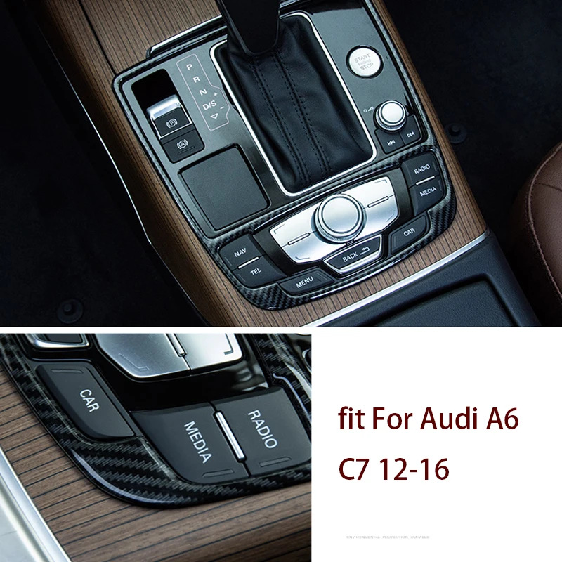 

Carbon Fiber Center Car Console Gear Shift Panel Cover Trim Fit For Audi A6 C7 2012 2013 2014 2015 2016