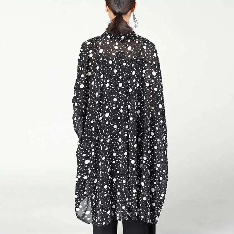 Женская рубашка CHICEVER Sping в горошек большого размера с коротким рукавом|women shirts