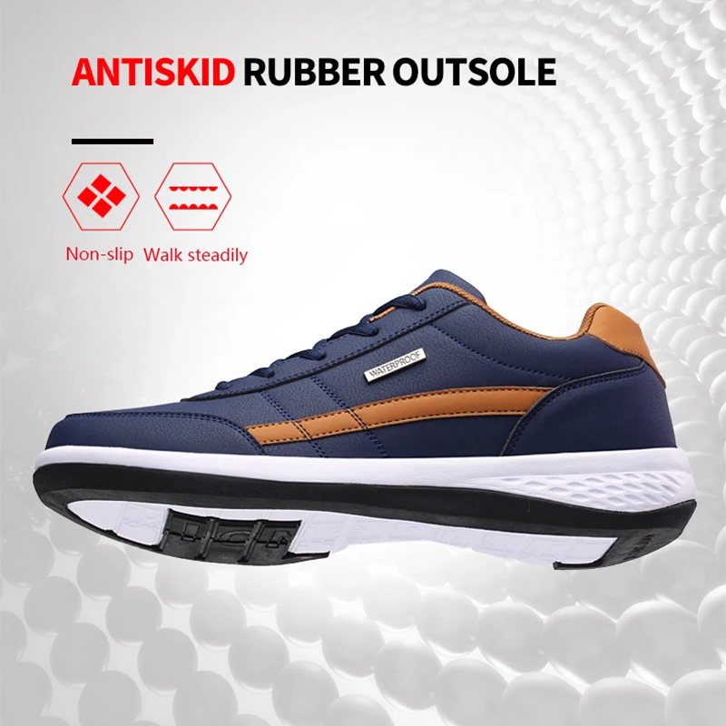 Leather Waterproof Men's And Women's Sports Shoes Trend Casual  Sports Running Walking Breathable Leisure Non-slip Sports Shoes