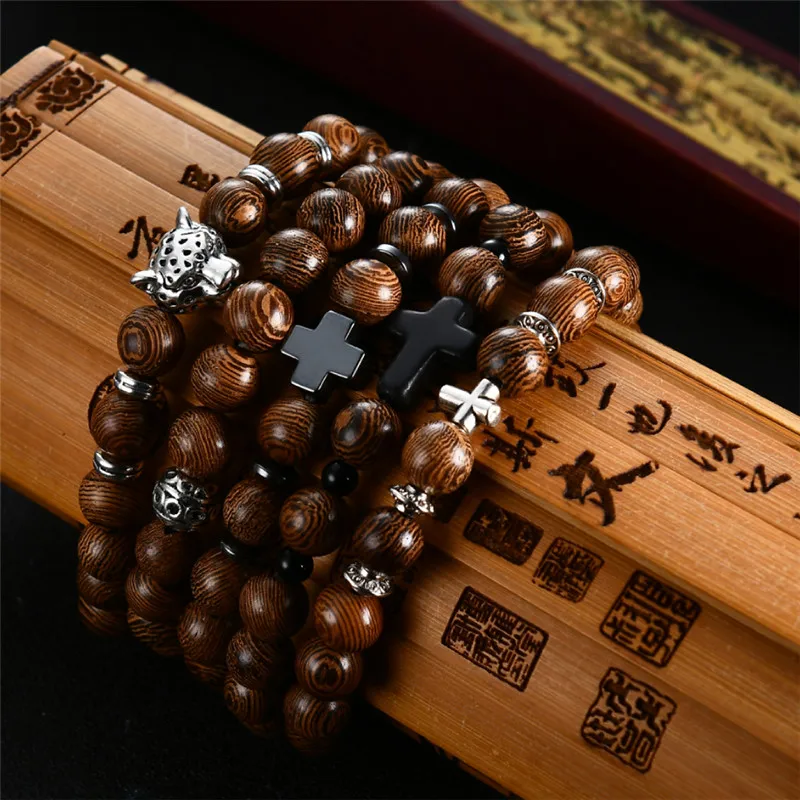 Очаровательные унисекс Бусы из натурального сандалового дерева буддийские