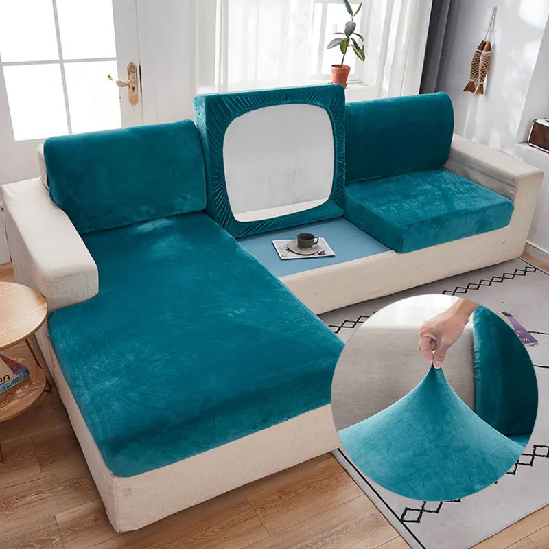 

Бархатный Чехол для дивана, чехол для подушки, толстый жаккардовый однотонный мягкий растягивающийся чехол для дивана, защитный чехол для мебели, диваны на 1/2/3/4 места