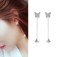 exquisite 925 sterling silver can be separate tassel drop earrings vogue colorful shine zircon butterfly not easy fade chain