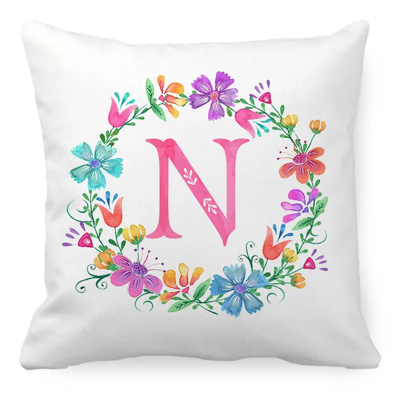 Holiday decoration letter cushion cover new 26 sofa pillow garland peach skin material 45X45cm | Дом и сад