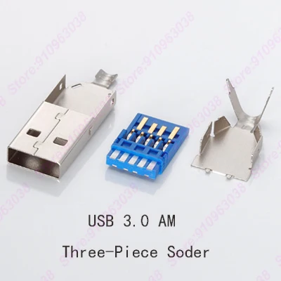 5/10sets DIY USB 3.0 Male Connector USB Jack Soldering Type Line Tail Socket 3 in 1 High Speed USB 3.0 Jack Male Charging Socket