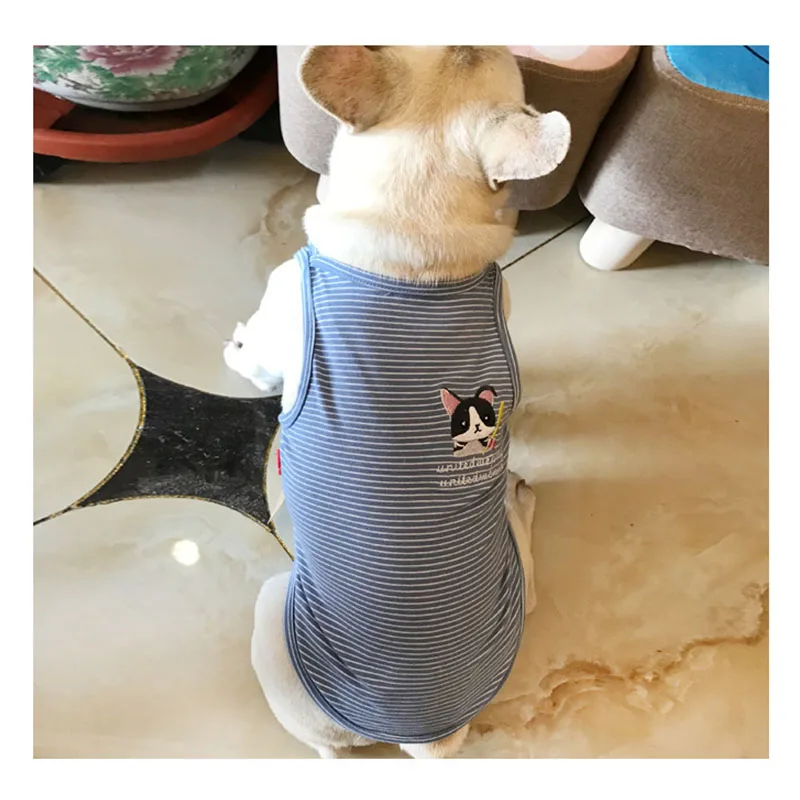 Летняя одежда для собак футболка с французским бульдогом маленьких костюм