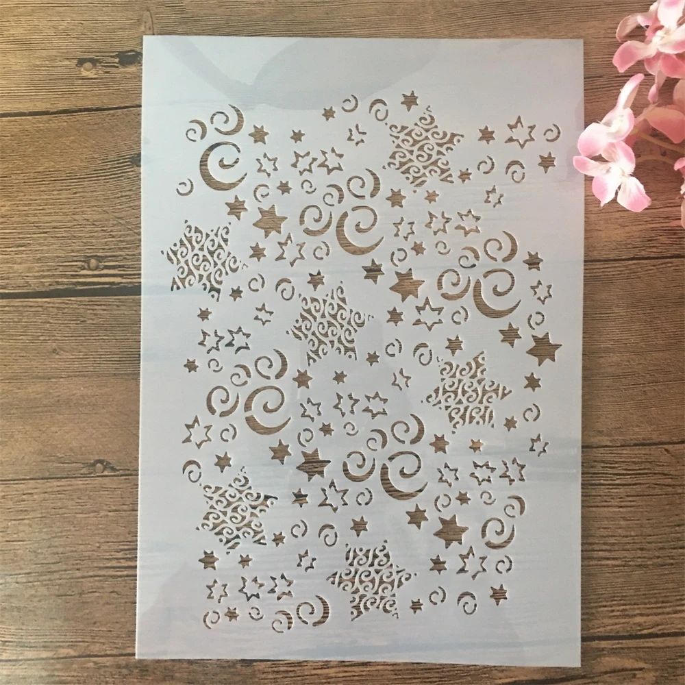 

A4 29cm Stars Snowflake DIY Layering Stencils Wall Painting Scrapbook Coloring Embossing Album Decorative Template