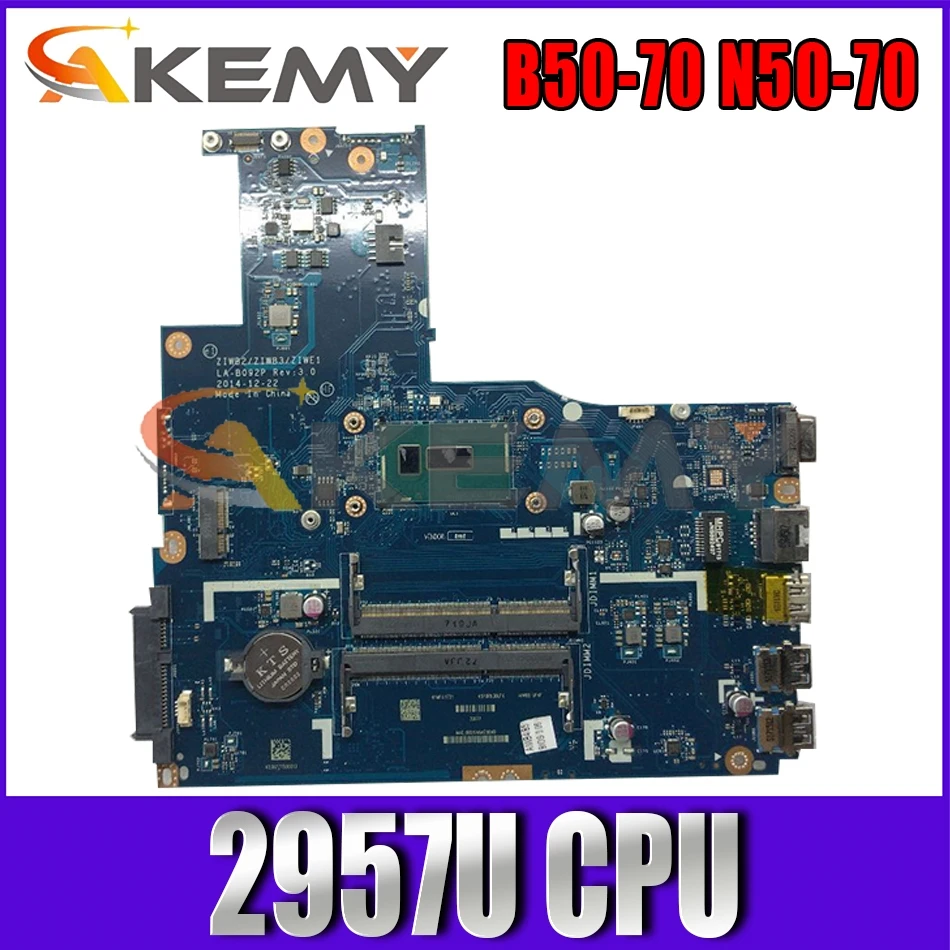 Akemy ZIWB2/ZIWB3/ZIWE1 LA B092P для Lenovo B50 70 N50 Материнская плата ноутбука FRU/PN: 5B20G46051 процессор