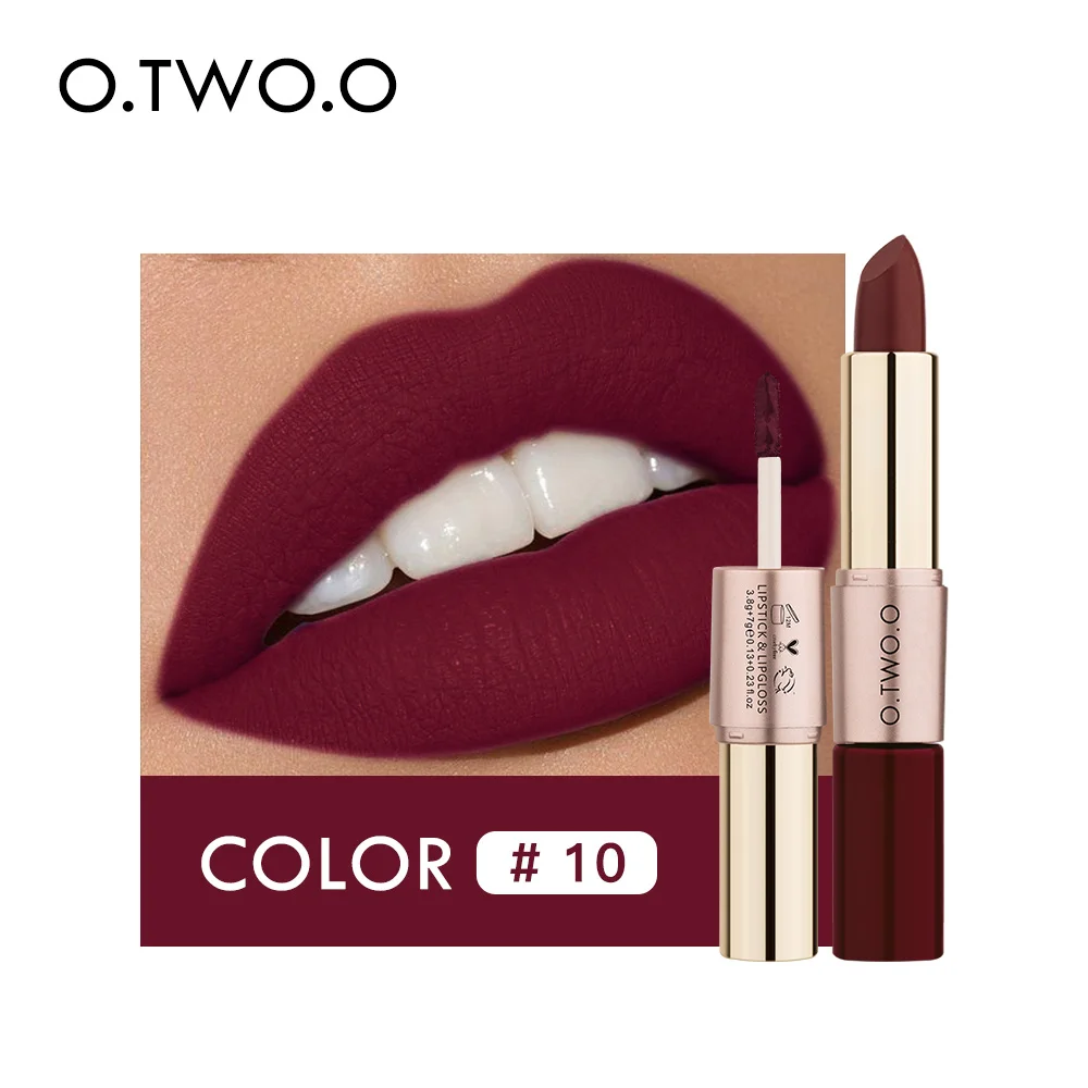 

2 in 1 Velvety Lipstick Long Lasting Nonstick Cup Not Fade Makeup Cosmetics For Girl Women BUTT666