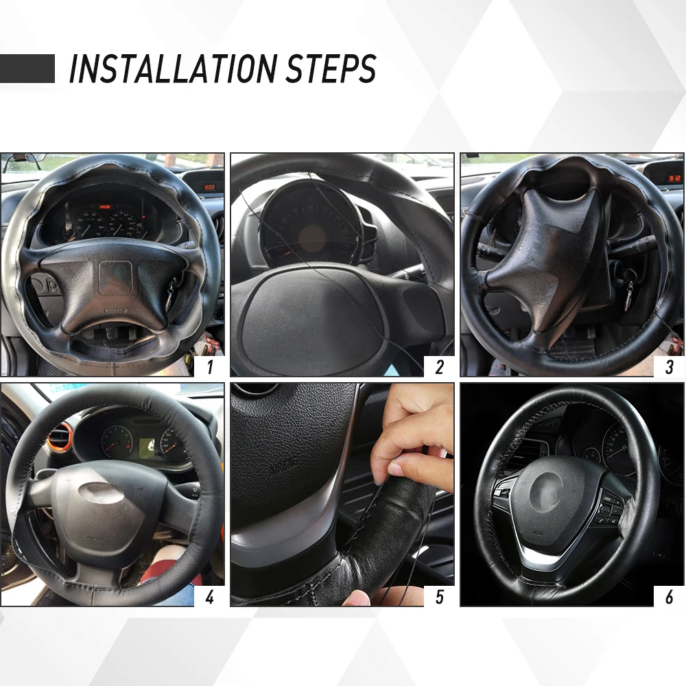 38CM Car Steering Wheel Covers With Needles And Thread For Audi A4 B4 B5 B6 B7 B8 Avant Allroad 2014 2015 2016 2017 Styling |