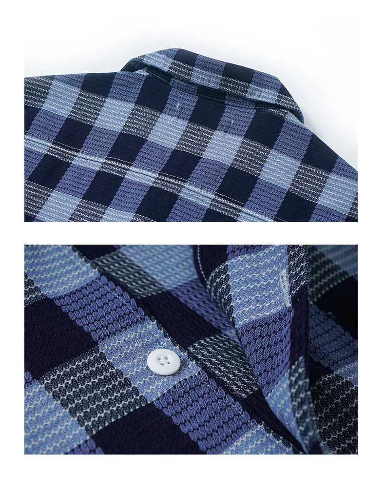 

Men Vintage Fashion Casual Short Sleeve Plaid Shirt Male Female Japan Korea Style Retro Blue Loose Shirts