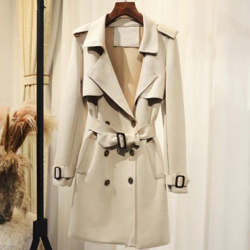 Осенняя новинка Женская ветровка 2019 Корейская версия длинная модная Британская