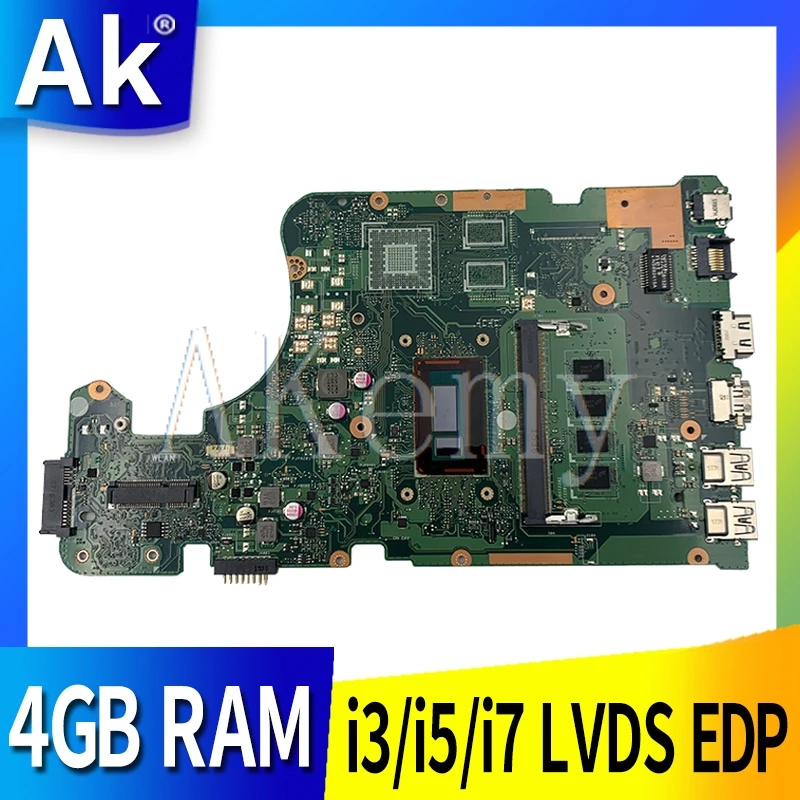 Новинка !!! i3 / i5 i7 X555LA X555LAB LVDS EDP материнская плата для For Asus W519L X555L X555LD X555LJ 4G RAM